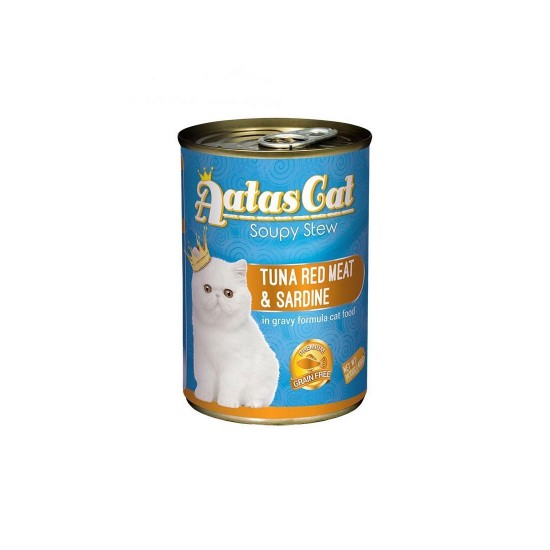 Aatas Cat Canned Food Soupy Stew Red Meat Tuna Sardine 400g 1 ctn